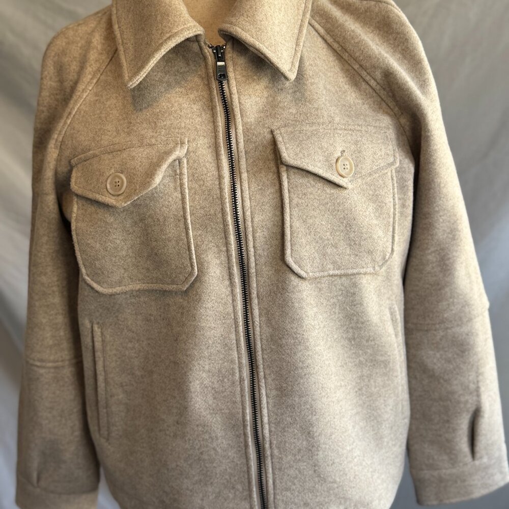 Avec Les Filles Peacoat Designer Jacket | Women's | Color: Tan / Khaki | Size: L